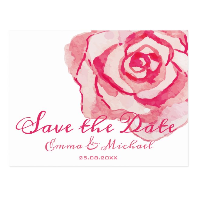 Pink Watercolor Rose | Wedding Save the Date