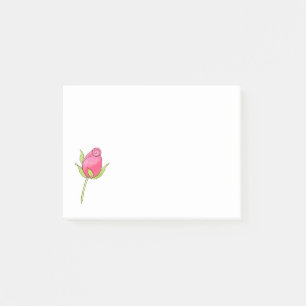 Pink Watercolor Rosebud Post-it Notes