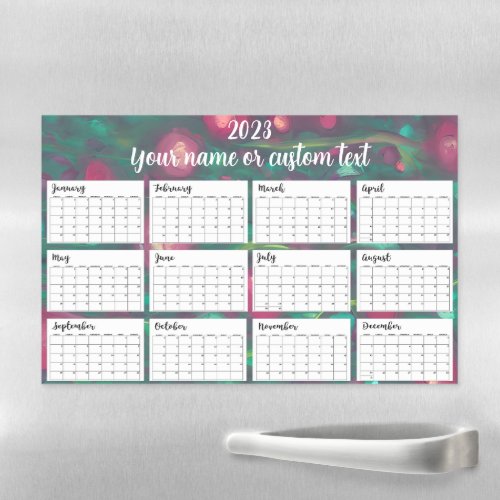 Pink watercolor roses 2023 calendar   magnetic dry erase sheet