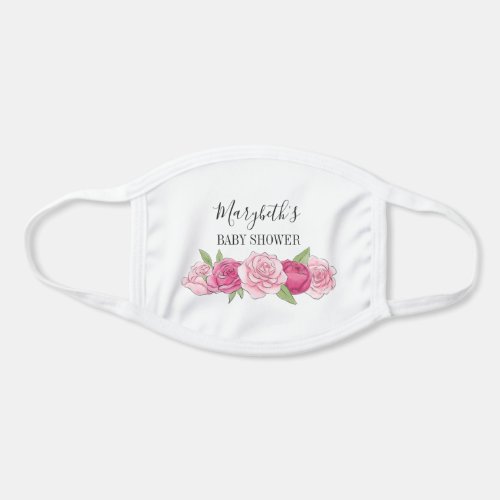 Pink Watercolor Roses Baby Shower Face Mask