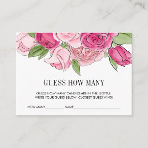 Pink Watercolor Roses Baby Shower Guess Game Enclosure Card