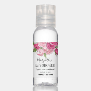 Pink Watercolor Roses Baby Shower Hand Sanitizer
