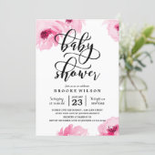 Pink Watercolor Roses Baby Shower Invitation (Standing Front)
