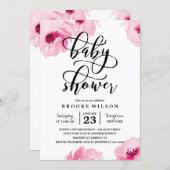 Pink Watercolor Roses Baby Shower Invitation (Front/Back)