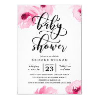 Pink Watercolor Roses Baby Shower Invitation