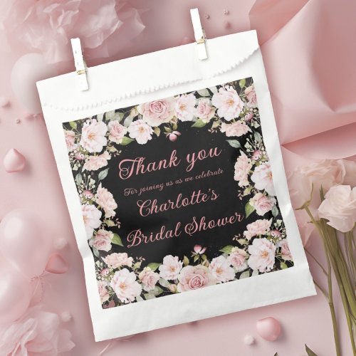 Pink Watercolor Roses Bridal Shower Favor Bag