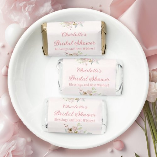 Pink Watercolor Roses Bridal Shower Hersheys Miniatures