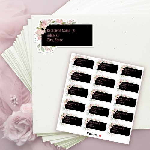 Pink Watercolor Roses Bridal Shower Mailing Lables Sticker