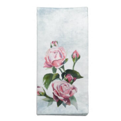 Pink Watercolor Roses Cloth Napkin