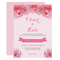 Pink Watercolor Roses Floral Wedding Invitation