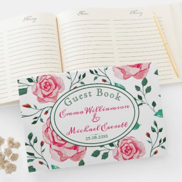 Pink Watercolor Roses & Foliage Pattern | Wedding