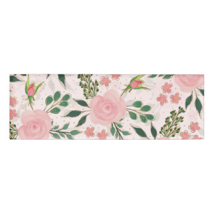 Pink Watercolor Roses Gold Outline Design Name Tag