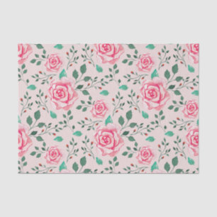 Pink Watercolor Roses & Greenery Blush Pink Tissue Paper