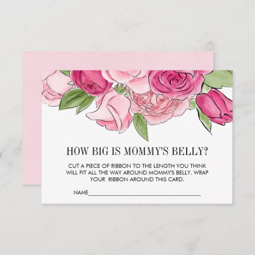 Pink Watercolor Roses Guess Mommys Belly Card