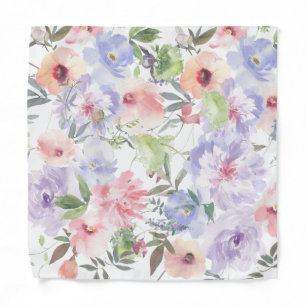 Pink Watercolor Roses LavenderFloral Pocket Square Bandana