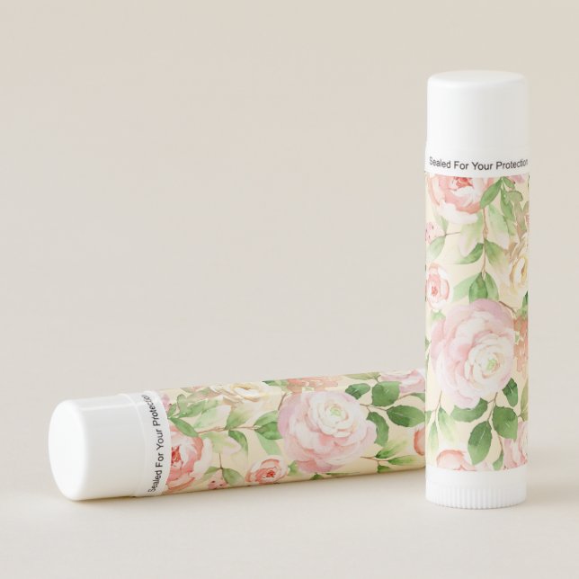 Pink Watercolor Roses Lip Balm (Front)