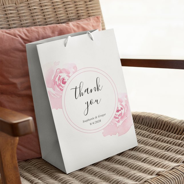 Pink Watercolor Roses  Medium Gift Bag (Creator Uploaded)