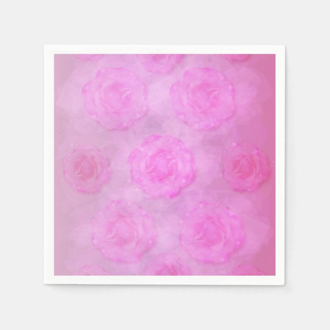 PINK Watercolor roses Napkins (Front)
