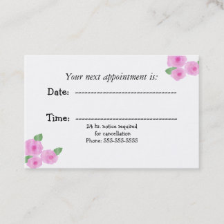 Pink Watercolor Roses Office Appointment Card