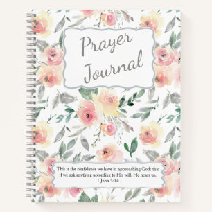 Pink Watercolor Roses Pattern Prayer Journal