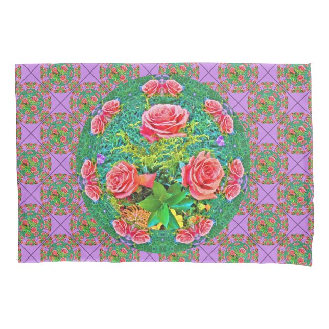 Pink Watercolor Roses  Pillow Case (Front)