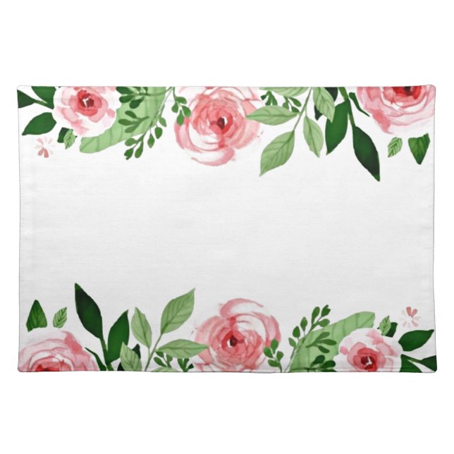 Pink Watercolor Roses Pretty Placemat (Front)