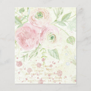 Pink watercolor roses scrapbook background