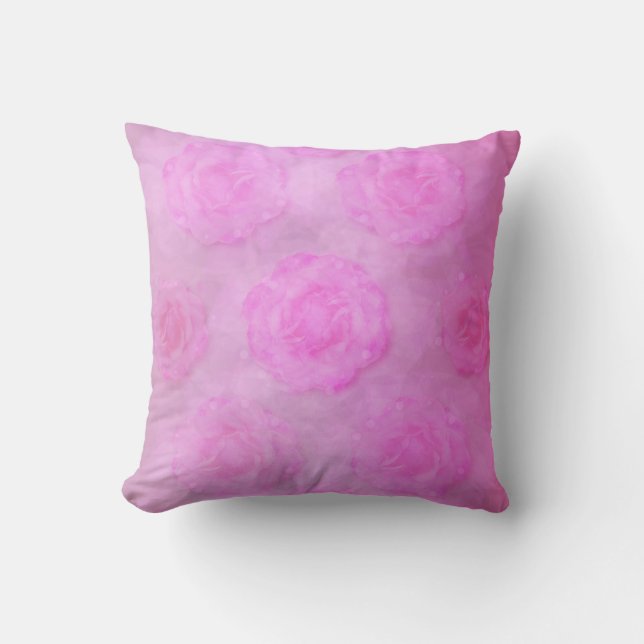 PINK Watercolor roses Throw Pillow (Front)