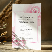 Pink Watercolor Roses  Wedding Invitation