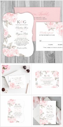 Pink Watercolor Roses Wedding Invitations