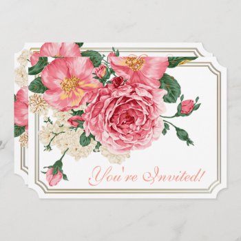 Pink Watercolor Roses Wedding Invite 2 by LilithDeAnu at Zazzle