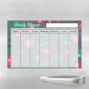 Pink watercolor roses weekly planner magnetic dry erase sheet