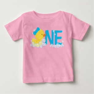 Pink Watercolor Rubber Duck ONE 1st Birthday Baby Baby T-Shirt