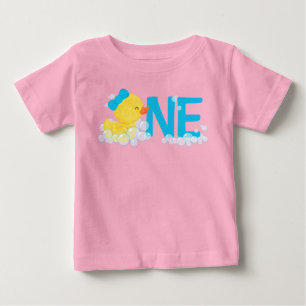 Pink Watercolor Rubber Duck ONE 1st Birthday Baby T-Shirt