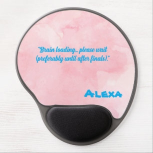 Pink Watercolor School Funny Quotes Custom Name  Gel Mouse Pad