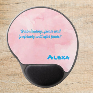 Pink Watercolor School Funny Quotes Custom Name  Gel Mouse Pad