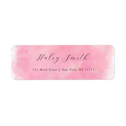 Pink Watercolor Script Return Address Label