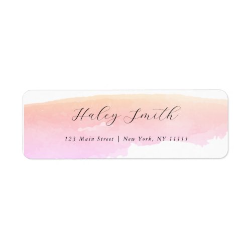 Pink Watercolor Script Return Address Label