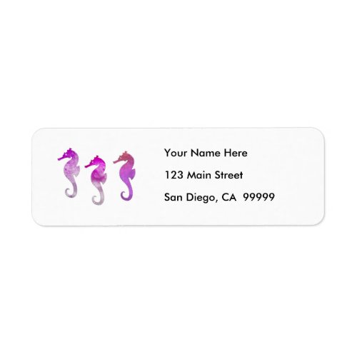Pink Watercolor Seahorses Label