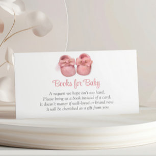 Pink Watercolor Shoes Baby Shower Books for Baby Enclosure Card