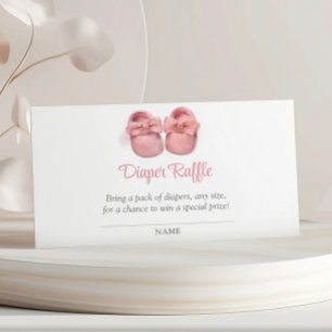 Pink Watercolor Shoes Baby Shower Diaper Raffle Enclosure Card
