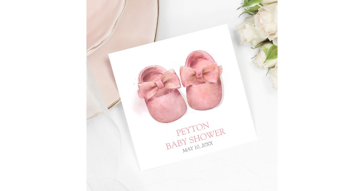 Pink Watercolor Shoes Baby Shower Napkins | Zazzle