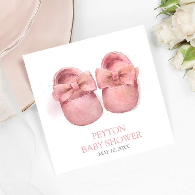 Pink Watercolor Shoes Baby Shower Napkins (Creator Uploaded)