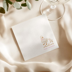 Pink Watercolor silly goose Baby Shower Napkins
