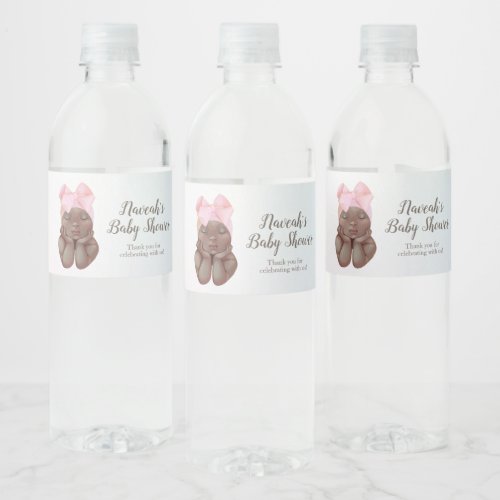 Pink watercolor sleeping princess Thank You Favor  Water Bottle Label