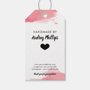 Pink Watercolor Smudges Handmade by Product Tag