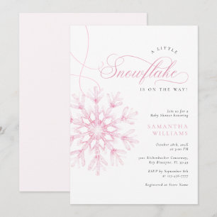 Pink Watercolor Snowflake Baby Shower Invitation