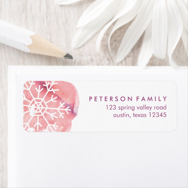 Pink Watercolor Snowflake Label (Insitu)