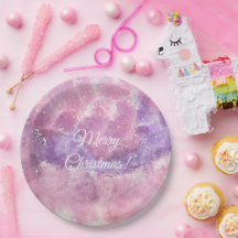 Pink Watercolor Sparkle Merry Christmas