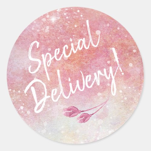 Pink Watercolor Special Delivery Envelope Seals